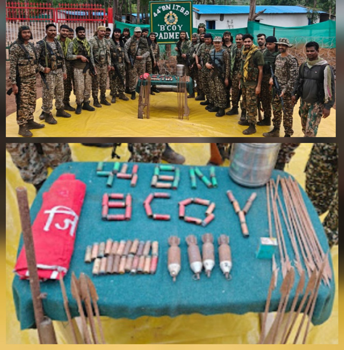 छत्तीसगढ़ के नारायणपुुर में नक्सली डंप से हथियार व विस्फोटक सामग्री बरामद