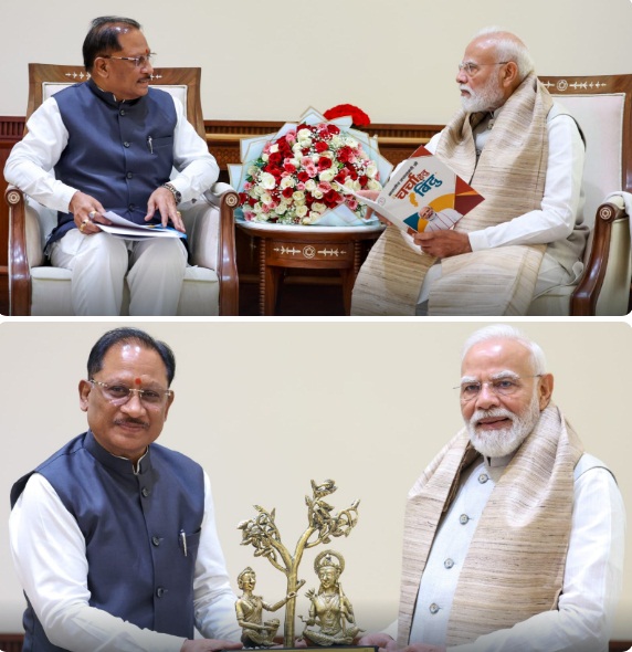 प्रधानमंत्री नरेंद्र मोदी से मुख्यमंत्री विष्णु देव साय ने की भेंट, छत्तीसगढ़ के विकास और ‘बस्तर विजन’ पर हुई विस्तृत चर्चा