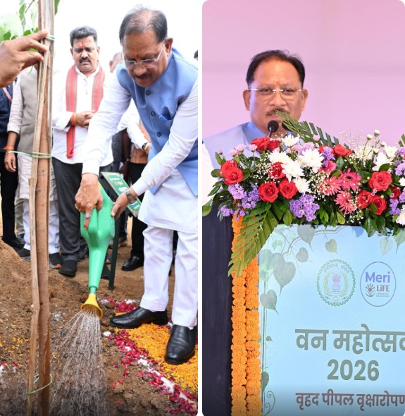 मुख्यमंत्री विष्णुदेव साय ने अपनी माँ के नाम पर लगाया पीपल का पौधा, वन महोत्सव-2026 का हुआ शुभारंभ